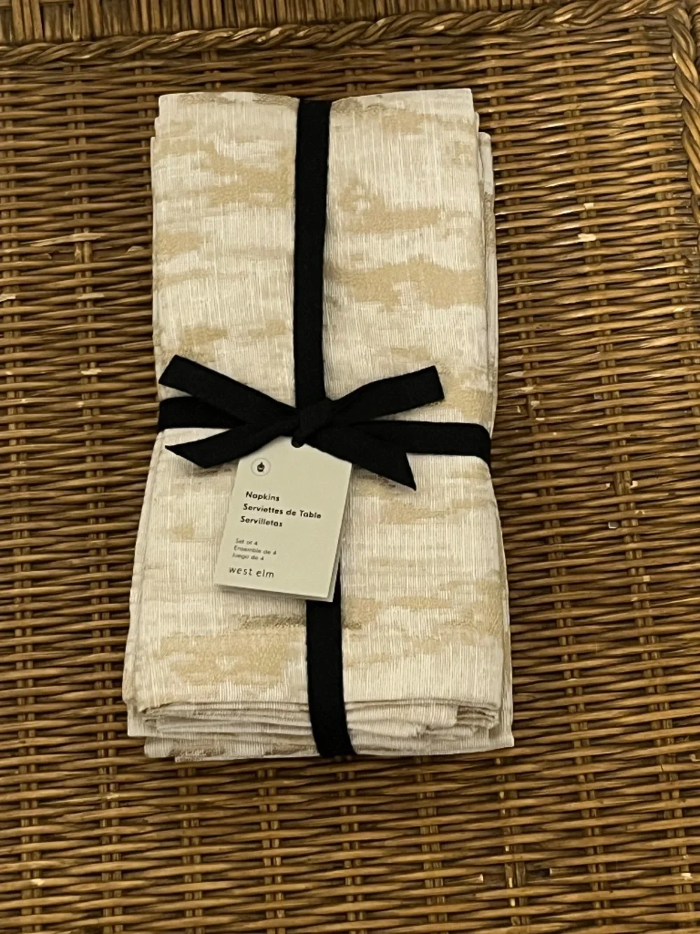 West Elm Bark Textured Jacquard Napkins.  Set of 4